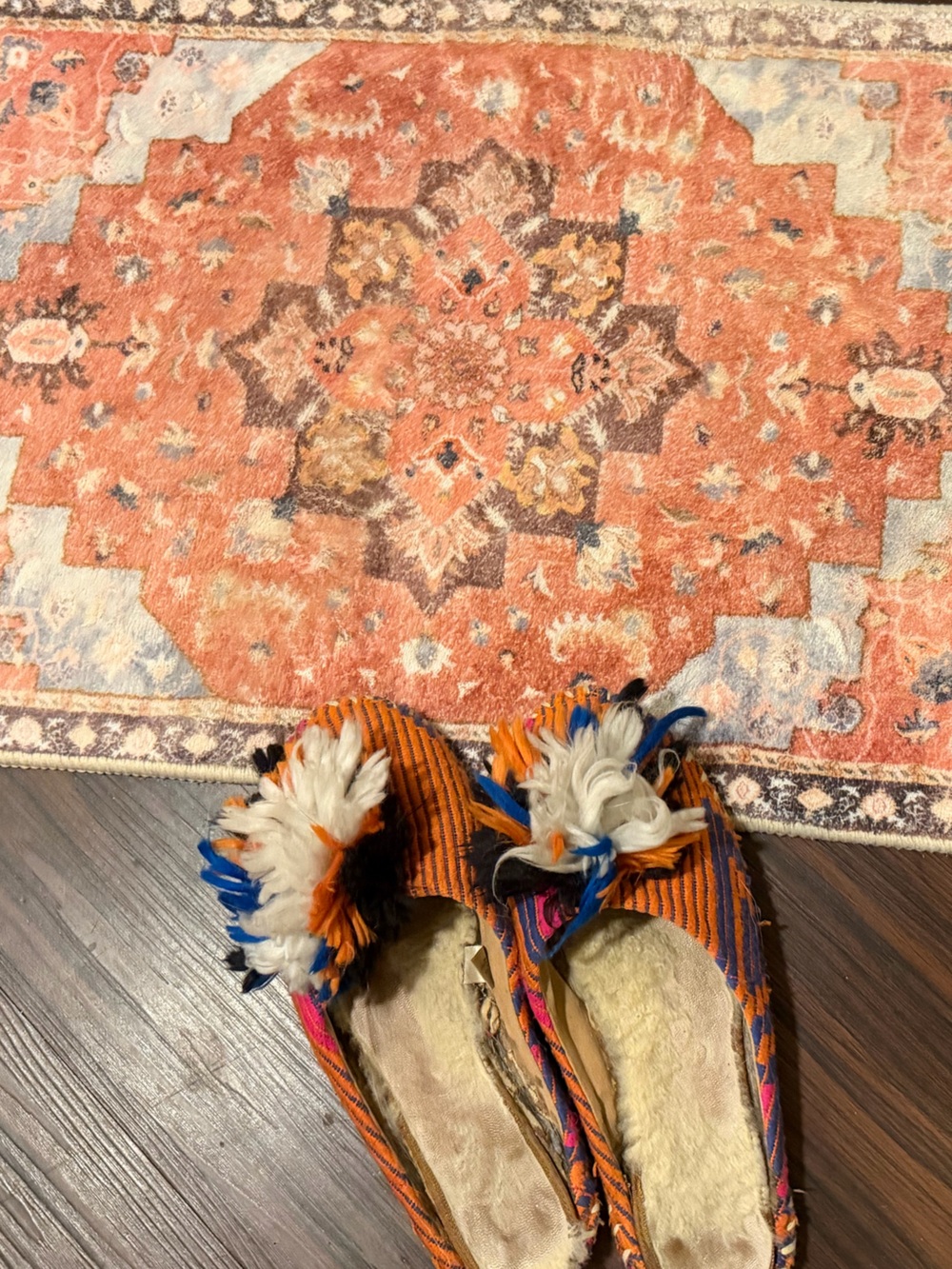 Orange & Blue Geometric Area Foot Rug Decor